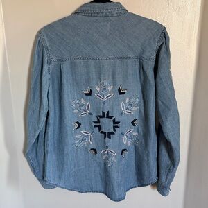 Rails Light Blue Denim Shirt with Embroidered Details